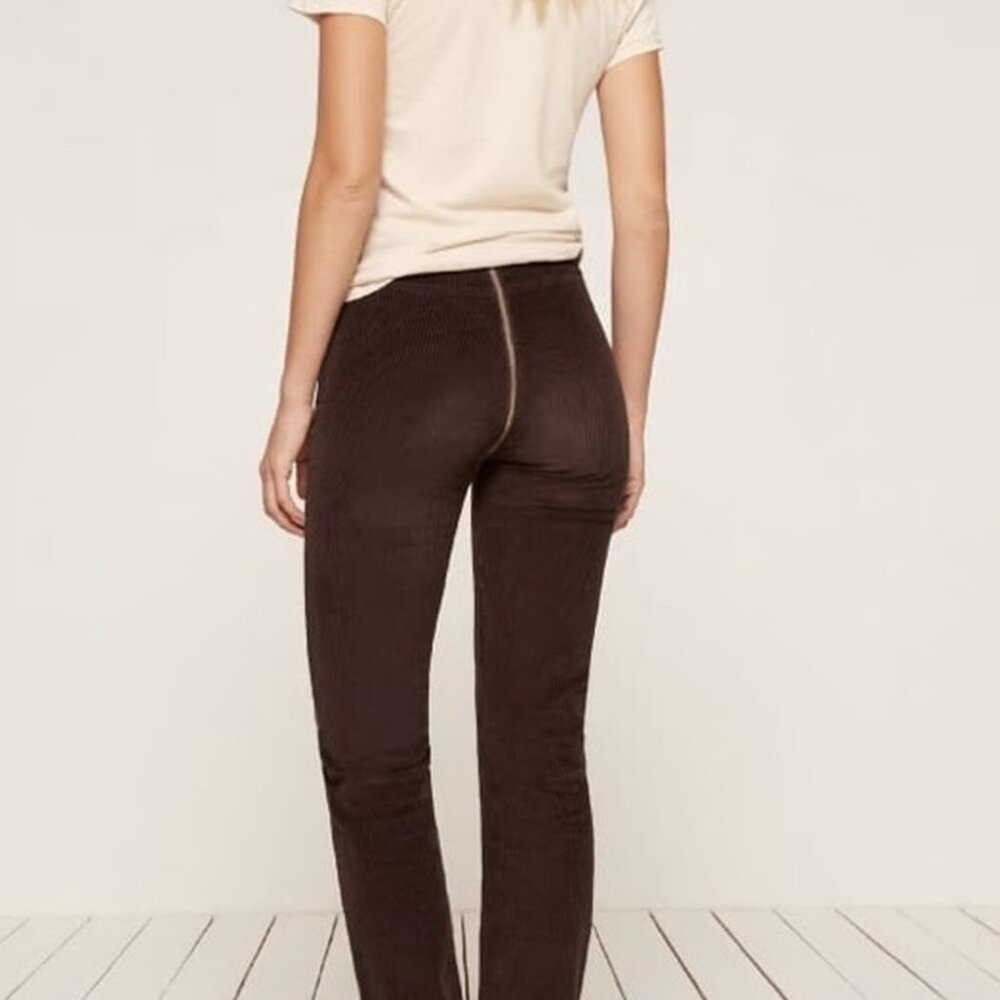 Reformation Black Corduroy Bruno Zip Pants